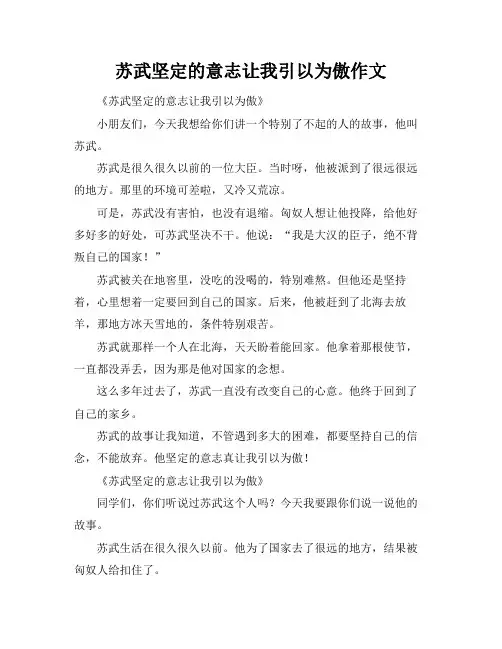 苏武坚定的意志让我引以为傲作文