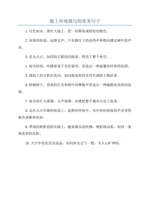 晚上环境描写的优美句子