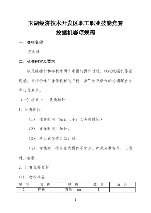 挖掘机比赛项目及规程