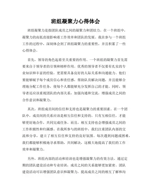 班组凝聚力心得体会