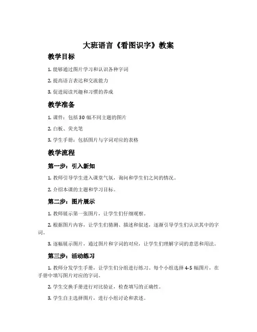 大班语言《看图识字》教案
