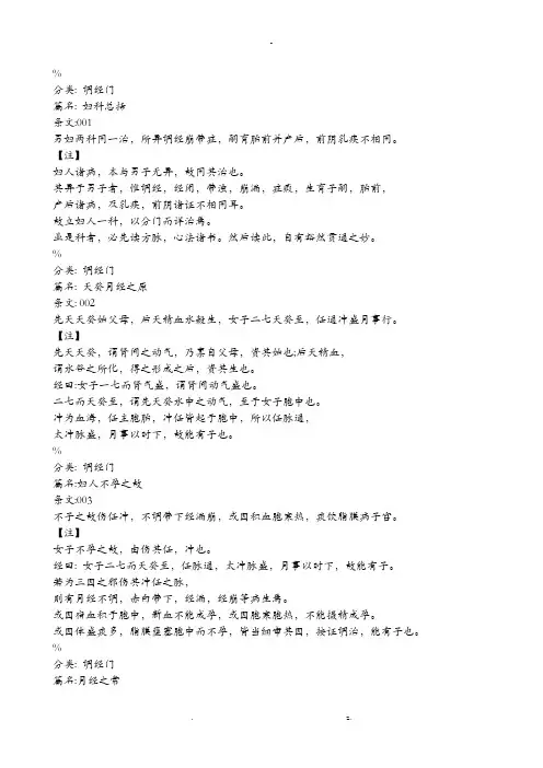 医宗金鉴-妇科心法要诀
