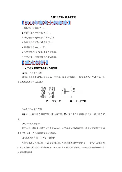 高考生物热点难点演练 专题 变异进化与育种