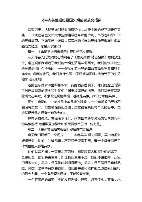 《崇尚英雄精忠报国》观后感范文精选
