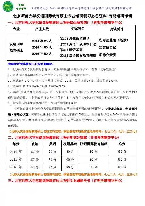 北京师范大学汉语国际教育硕士考研真题考研复习指导-育明考研考博