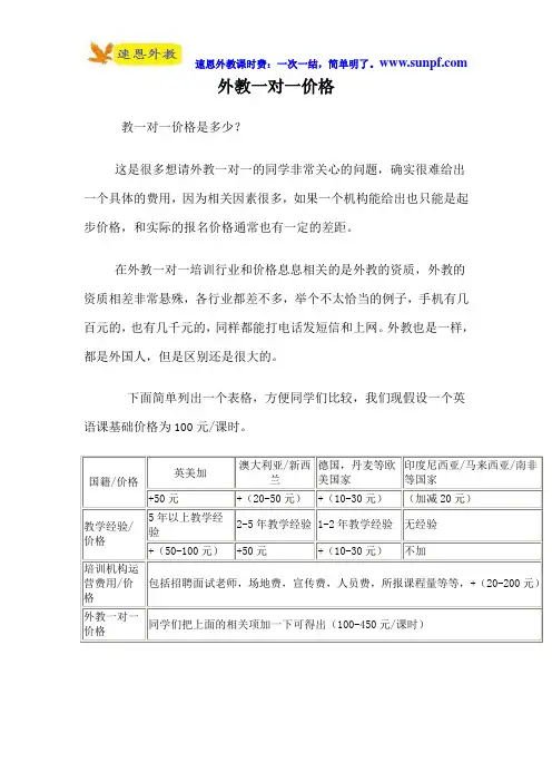 外教一对一价格