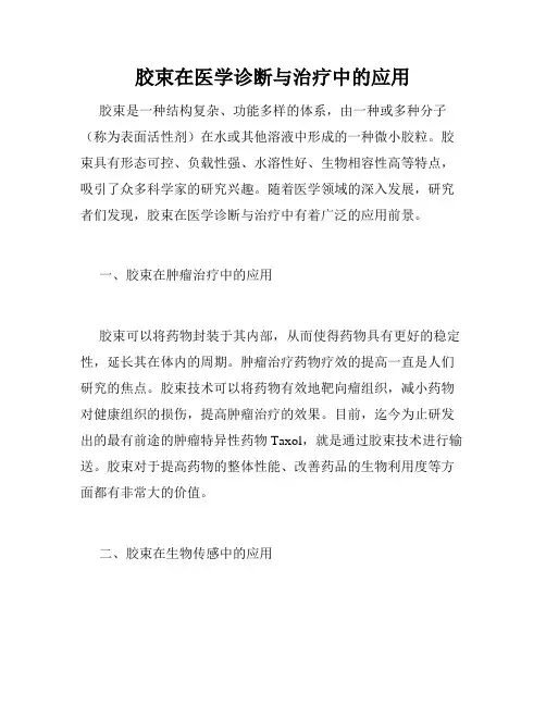 胶束在医学诊断与治疗中的应用