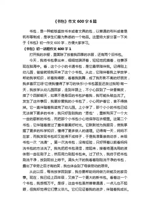 《书包》作文600字6篇