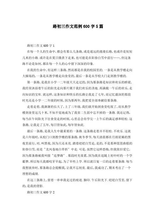 路初三作文范例600字5篇