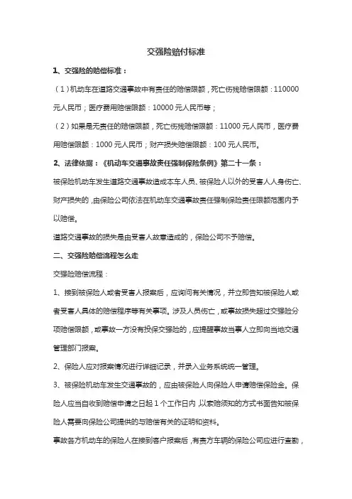 交强险赔付标准