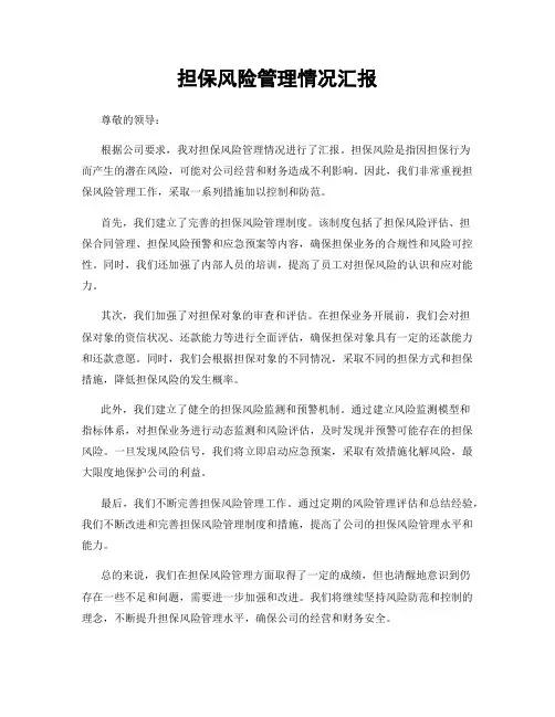 担保风险管理情况汇报