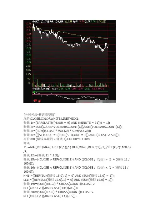 通达信指标公式源码 分时神线副图分时