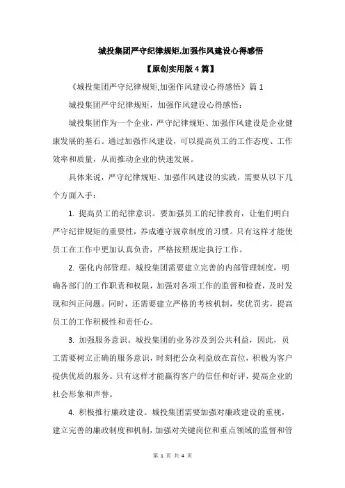 城投集团严守纪律规矩,加强作风建设心得感悟