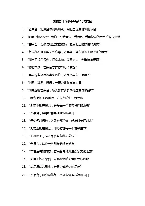 湖南卫视芒果台文案