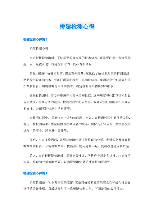 桥隧检测心得