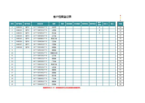 客户档案登记表