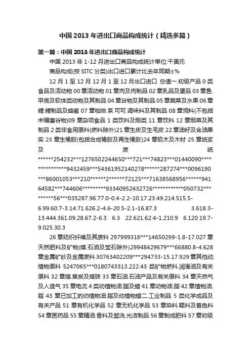 中国2013年进出口商品构成统计（精选多篇）