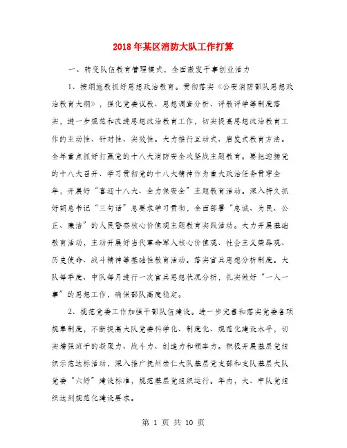 2018年某区消防大队工作打算