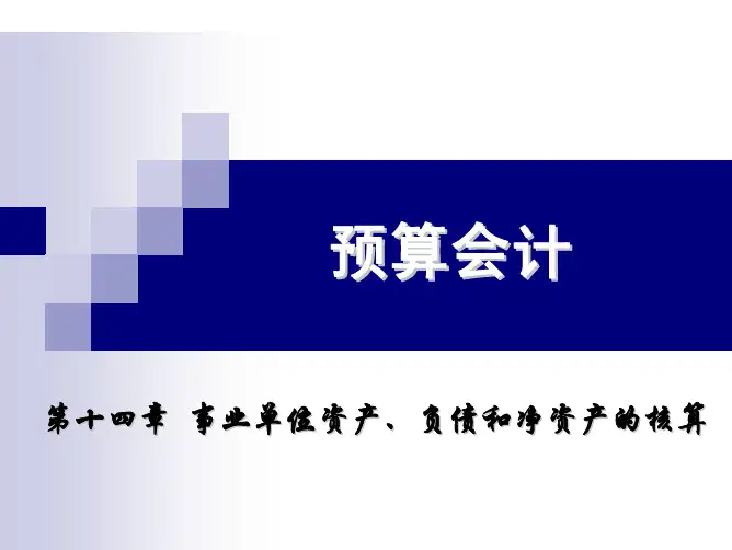 第十四章 事业单位资产、负债和净资产的核算