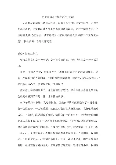 感受幸福高二作文范文(4篇)