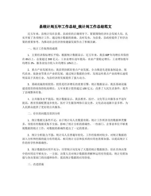 县统计局五年工作总结_统计局工作总结范文