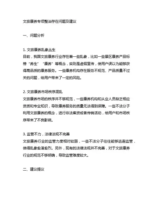 文旅康养专项整治存在问题及建议