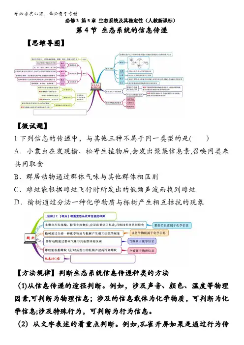 图解教材·人教版高中生物必修3(思维导图+微试题)5.4生态系统的信息传递 含答案