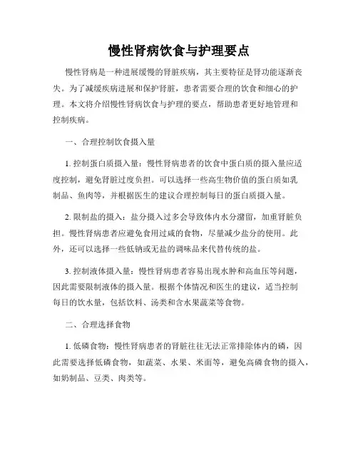 慢性肾病饮食与护理要点