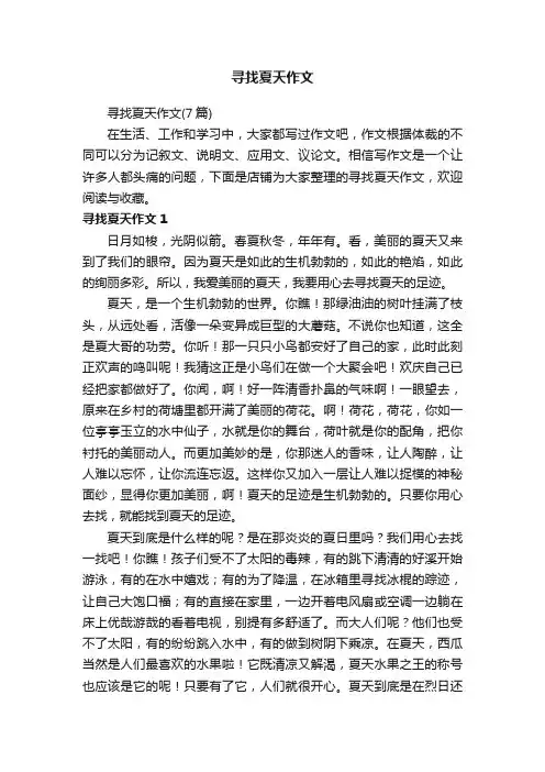 寻找夏天作文