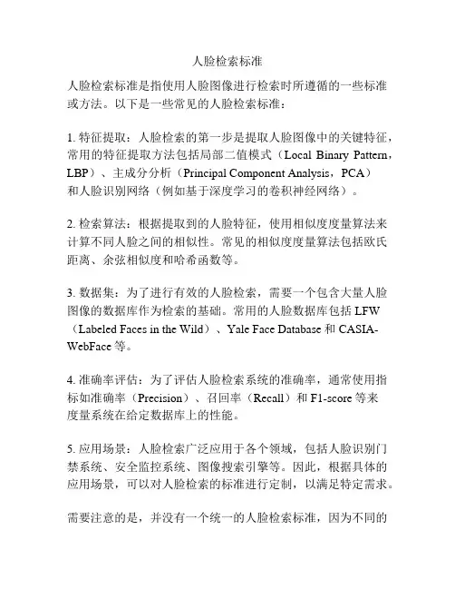 人脸检索标准