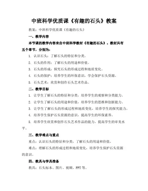 中班科学优质课《有趣的石头》教案