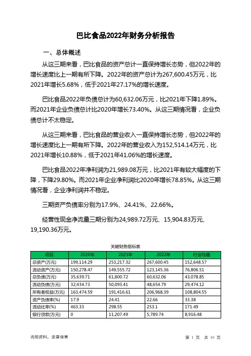 605338巴比食品2022年财务分析报告-银行版