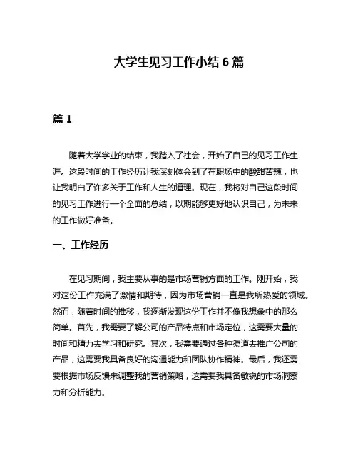 大学生见习工作小结6篇