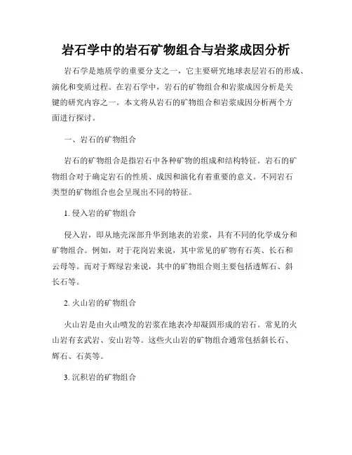 岩石学中的岩石矿物组合与岩浆成因分析