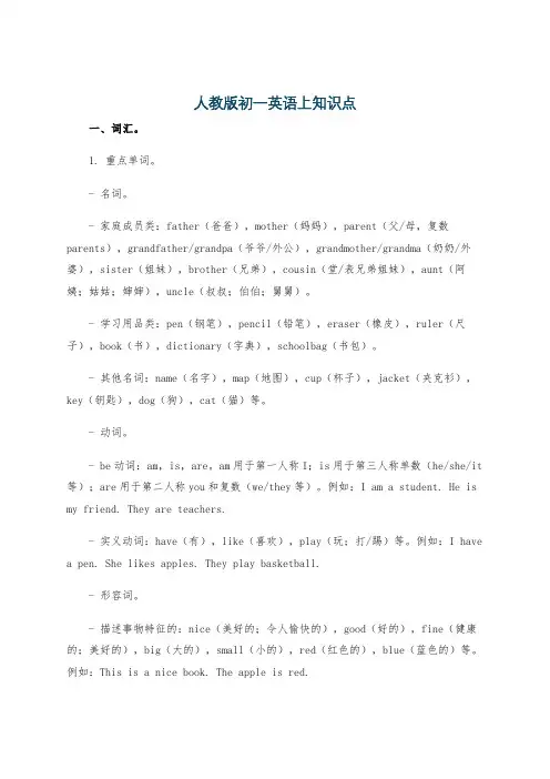 人教版初一英语上知识点