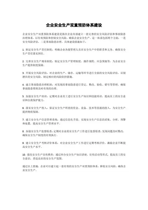 企业安全生产双重预防体系建设