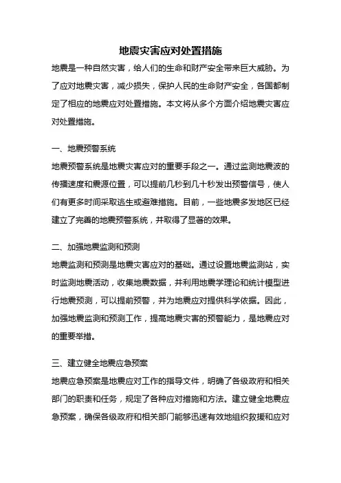 地震灾害应对处置措施