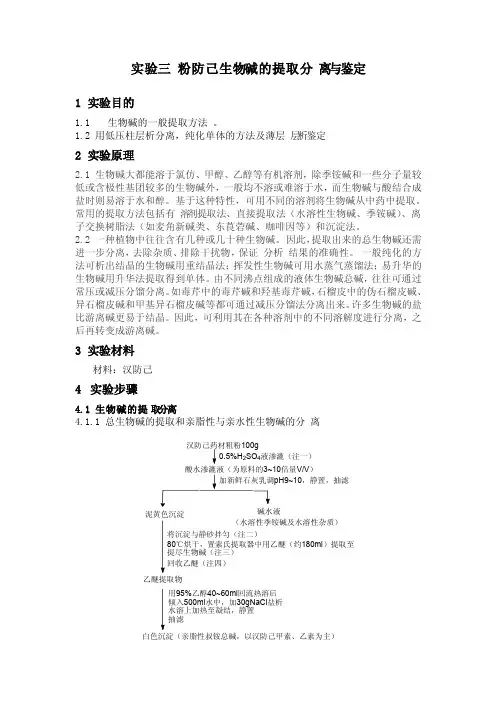 实验三粉防己生物碱的提取分离与鉴定