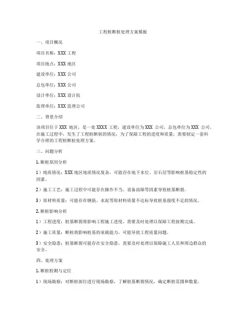 工程桩断桩处理方案模板