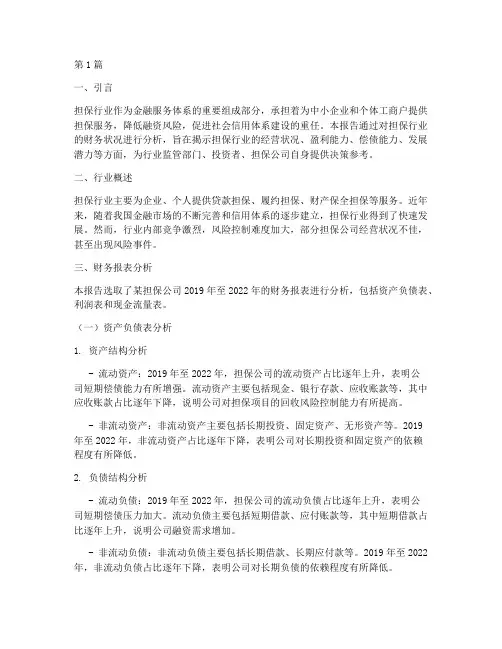 担保行业财务分析报告(3篇)