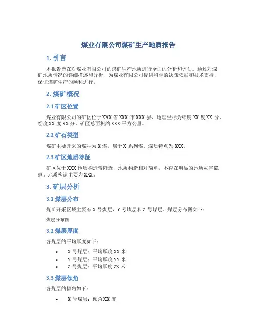 煤业有限公司煤矿生产地质报告
