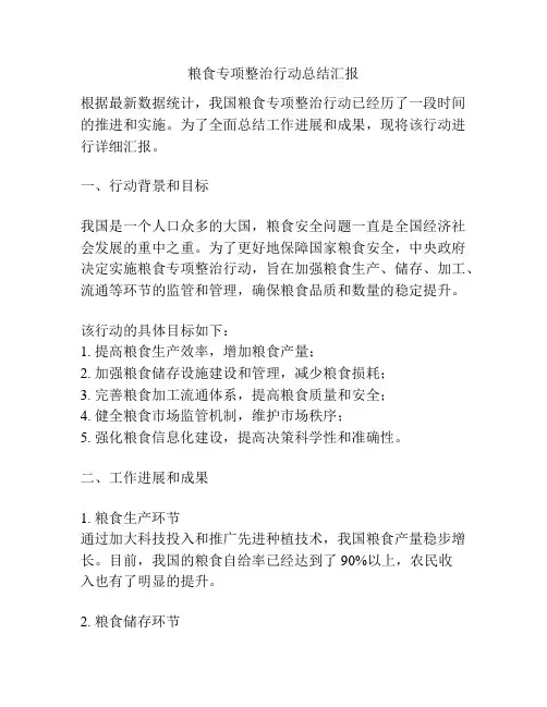 粮食专项整治行动总结汇报