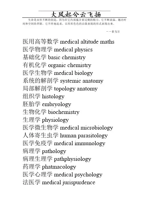 Aaxqhxd医学科目英文名