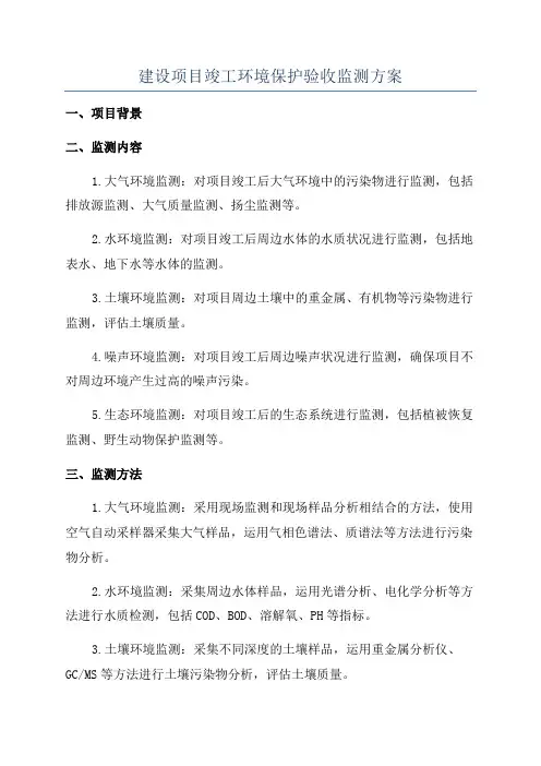 建设项目竣工环境保护验收监测方案