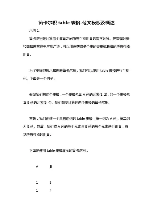 笛卡尔积table表格-概述说明以及解释