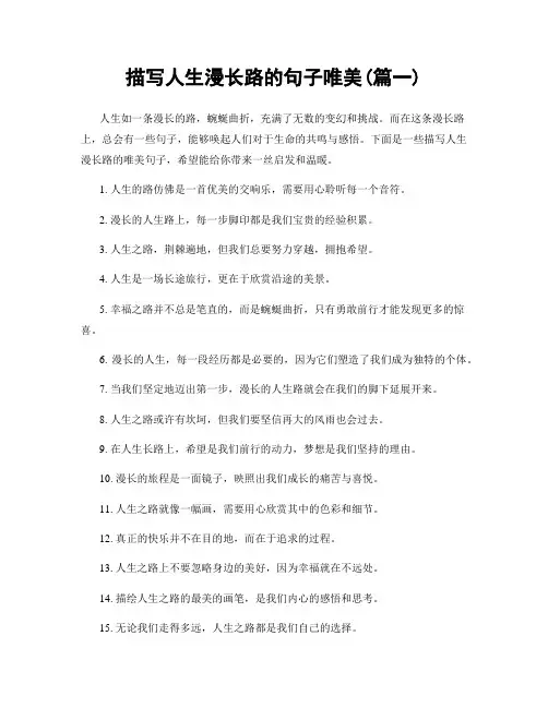 描写人生漫长路的句子唯美(精选2篇)