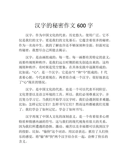 汉字的秘密作文600字