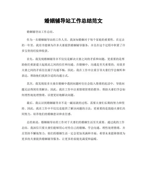 婚姻辅导站工作总结范文