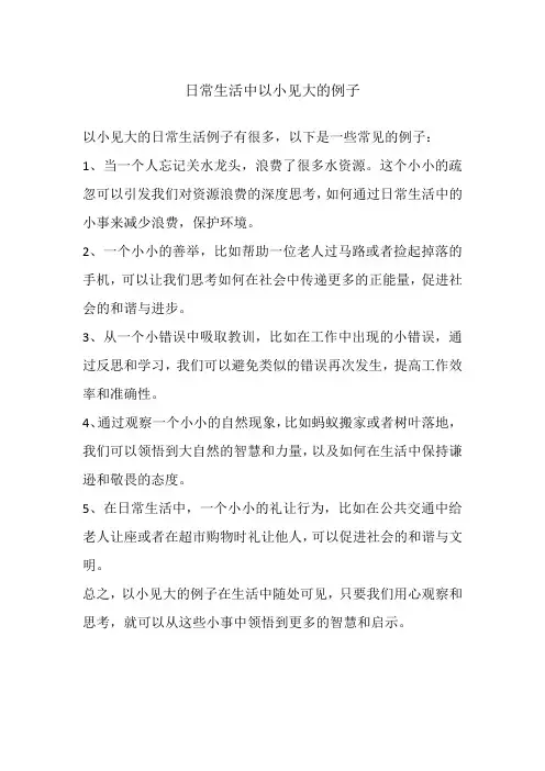 日常生活中以小见大的例子