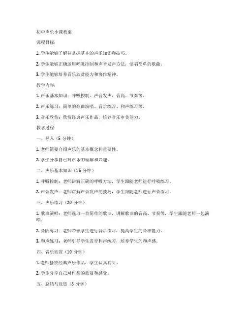 初中声乐小课教案